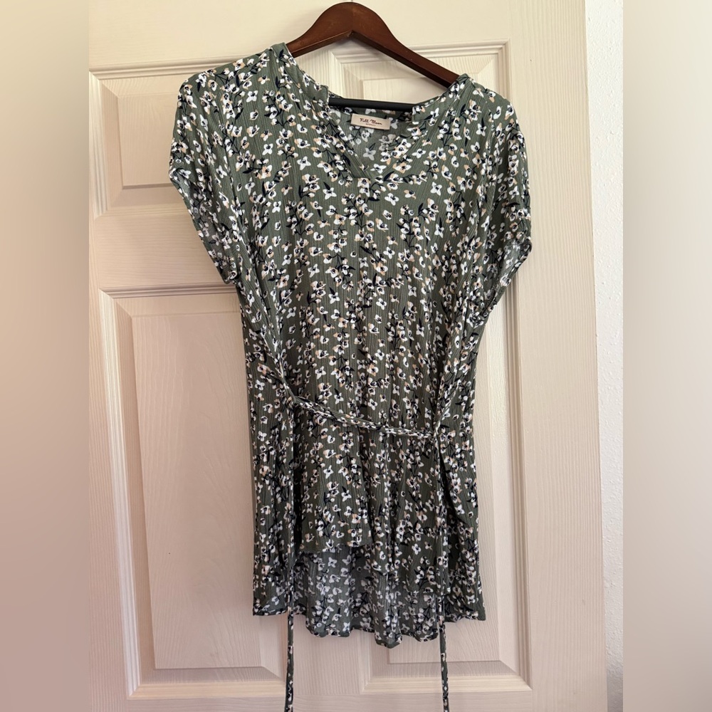 Green Floral Print Maternity Blouse